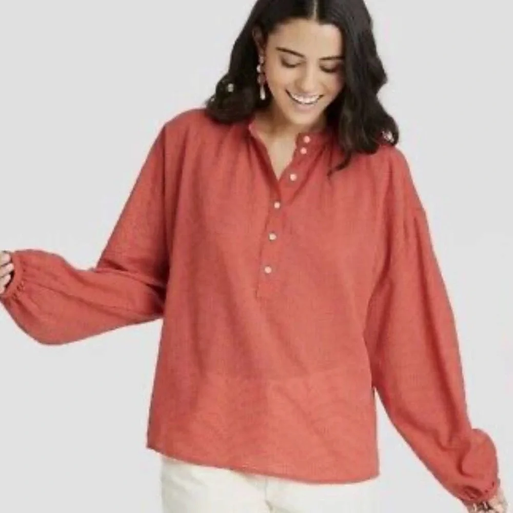 Universal Thread Women’s Balloon Long Sleeve Poet Blouse Top Size Small - Picture 2 of 6